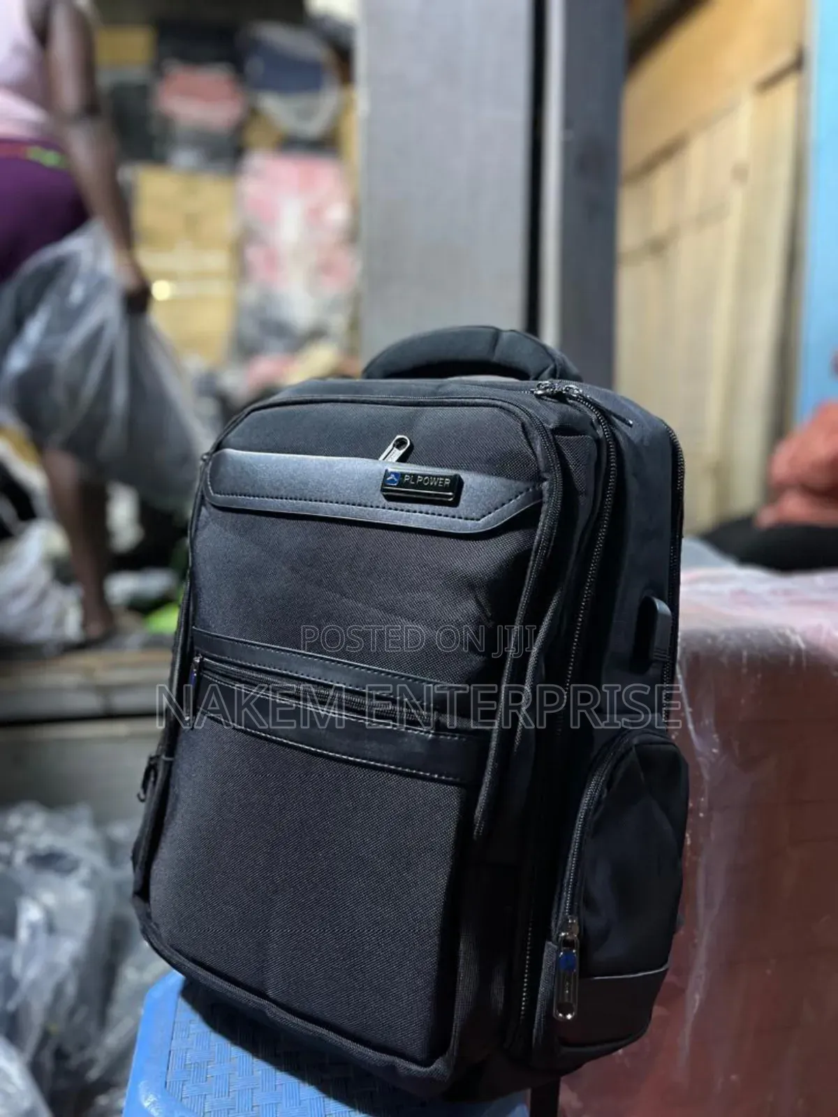 Pl Black Waterproof Backpack for Business and Schooling