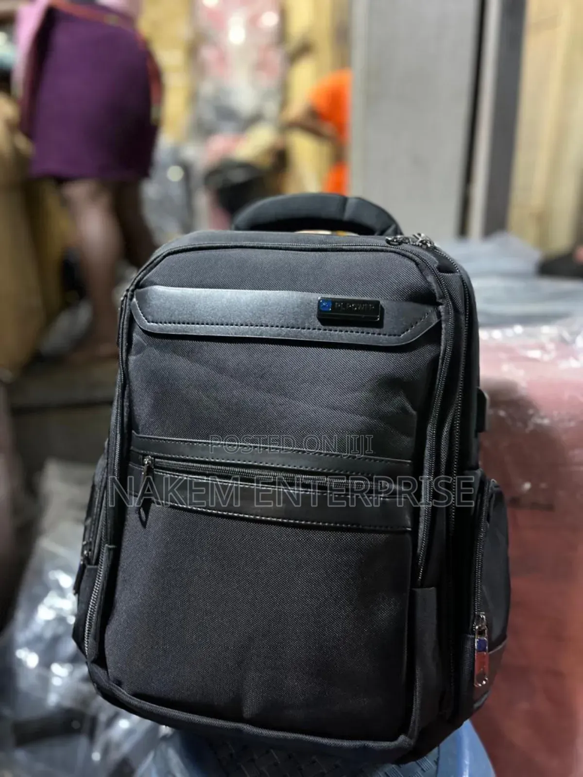 Pl Black Waterproof Backpack for Business and Schooling