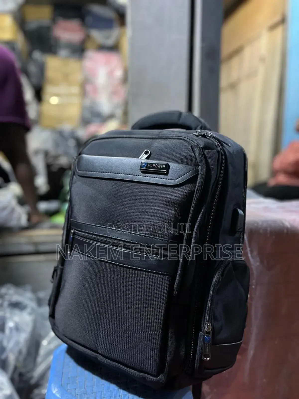 Pl Black Waterproof Backpack for Business and Schooling