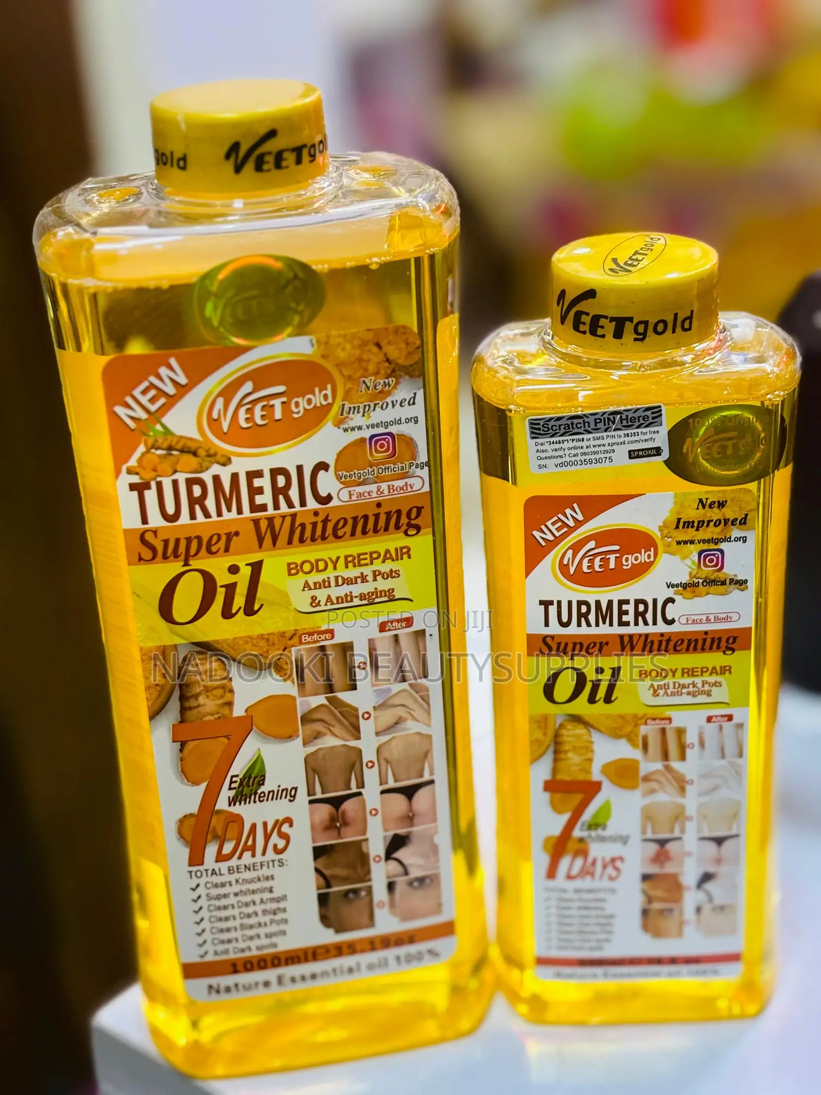 Veet Gold Turmeric Super Whitening Body Repair Oil-1000ml