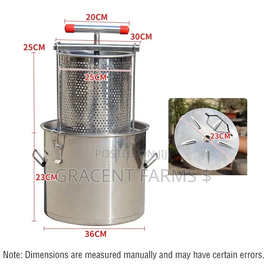 Stainless Steel Honey Press With Collection Bucket