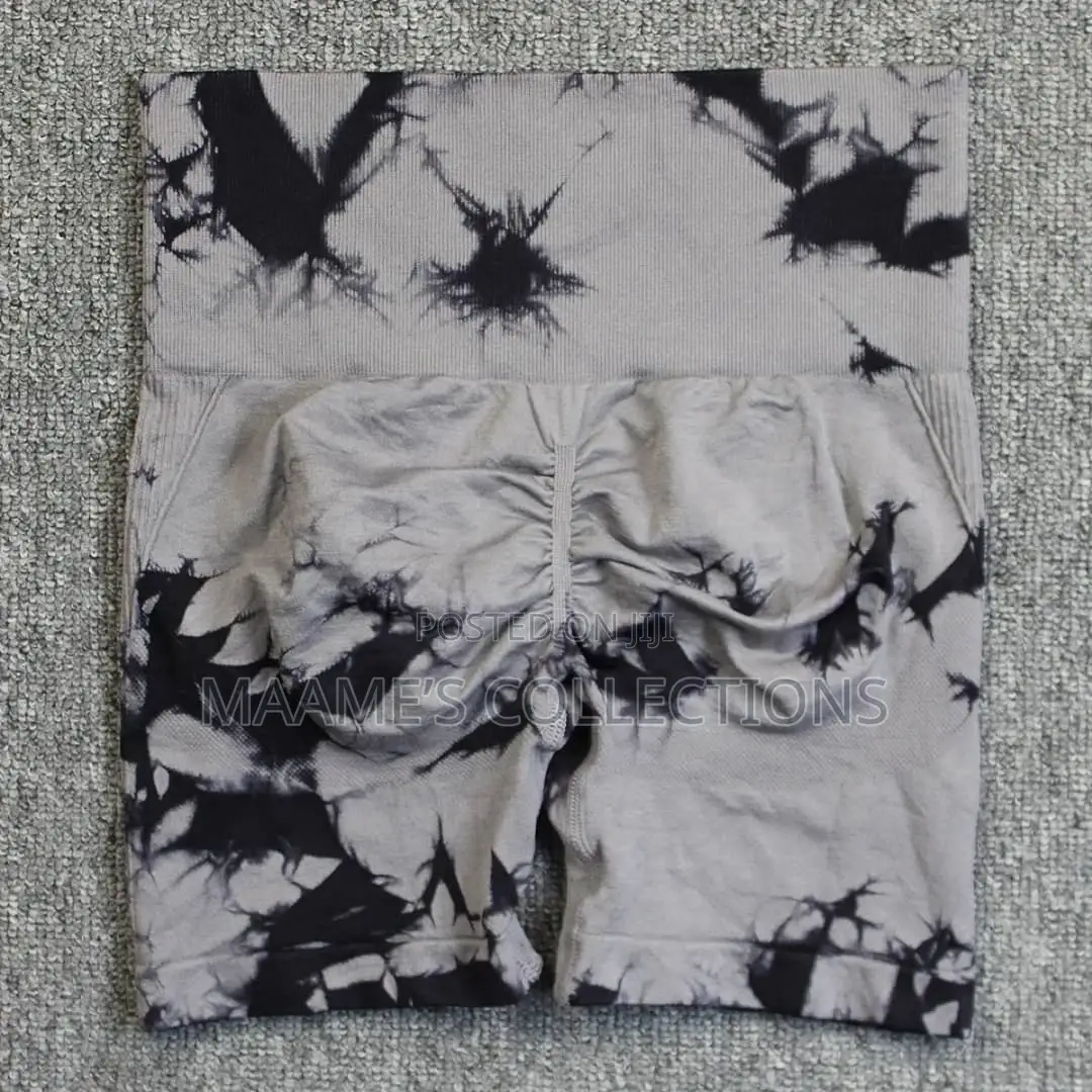 Women's High-Waisted Yoga Shorts - Stretchy Tie - Dye.