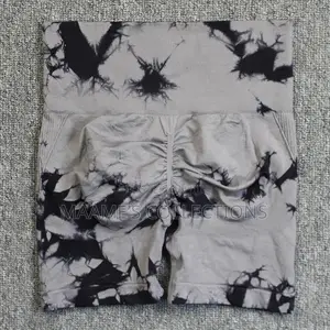 Women's High-Waisted Yoga Shorts - Stretchy Tie - Dye.