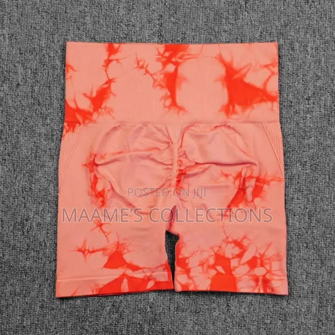Women's High-Waisted Yoga Shorts - Stretchy Tie - Dye.