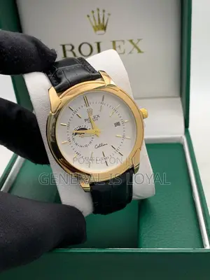 Rolex Sleek Gold Leather Watch