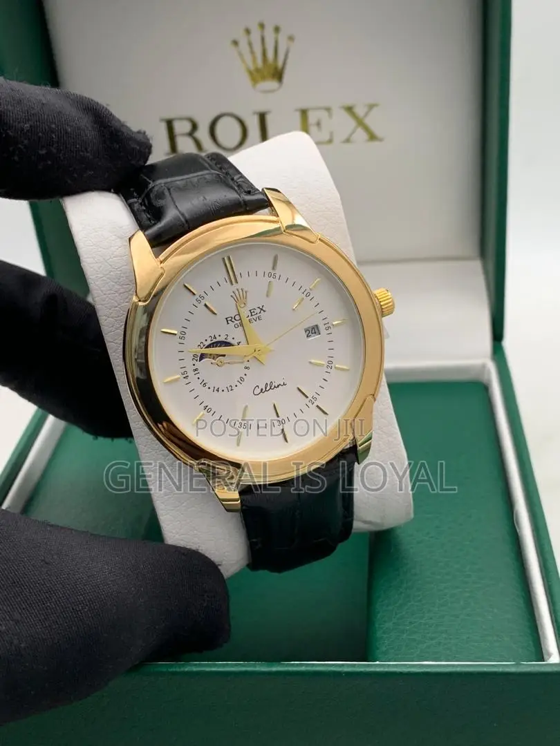 Rolex Sleek Gold Leather Watch