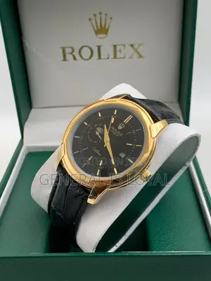 Rolex Sleek Gold Leather Watch