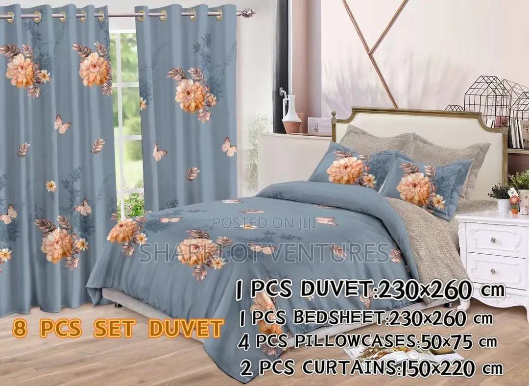 8 PCS Set Divet (Bedsheet, Curtains P Case)