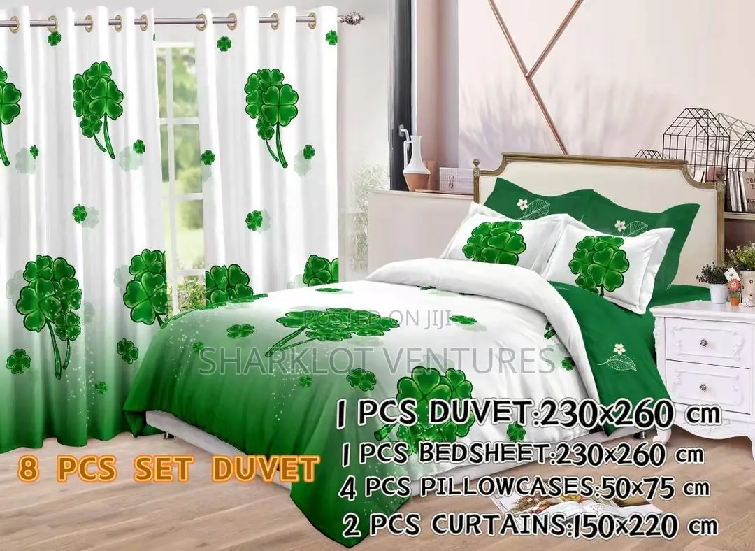 8 PCS Set Divet (Bedsheet, Curtains P Case)
