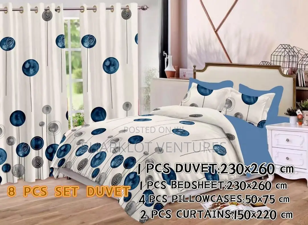 8 PCS Set Divet (Bedsheet, Curtains P Case)