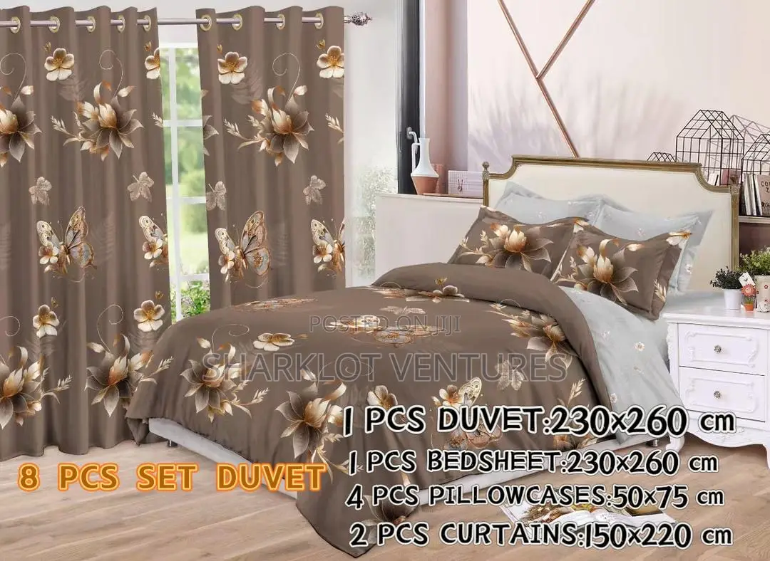 8 PCS Set Divet (Bedsheet, Curtains P Case)