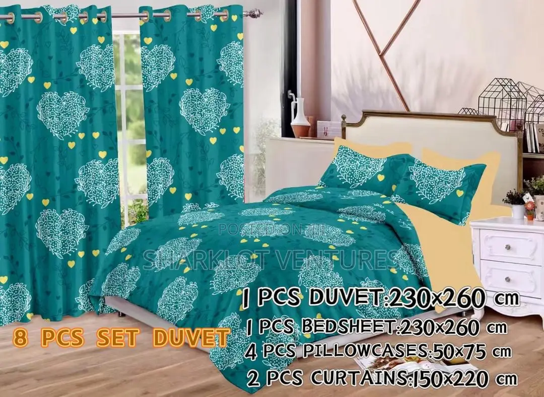 8 PCS Set Divet (Bedsheet, Curtains P Case)