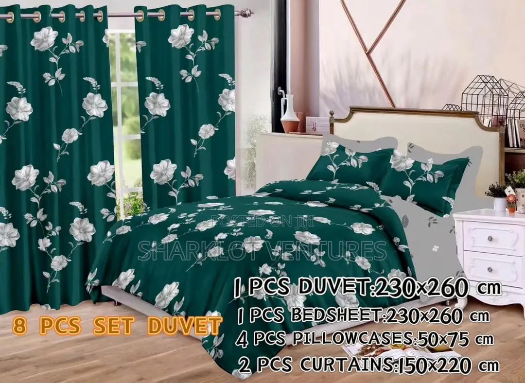 8 PCS Set Divet (Bedsheet, Curtains P Case)
