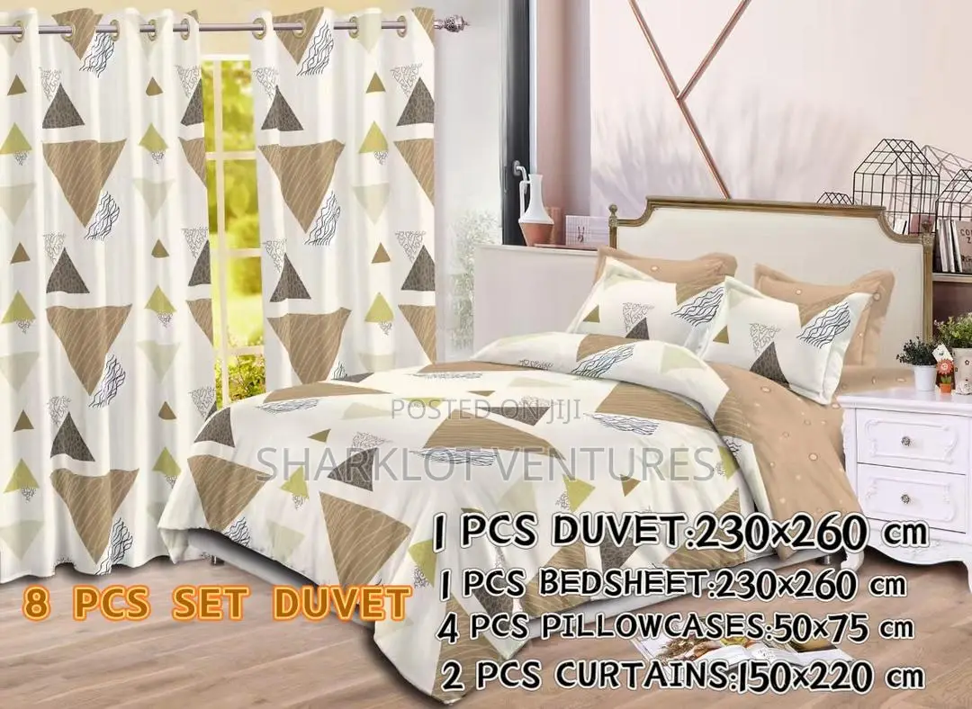 8 PCS Set Divet (Bedsheet, Curtains P Case)