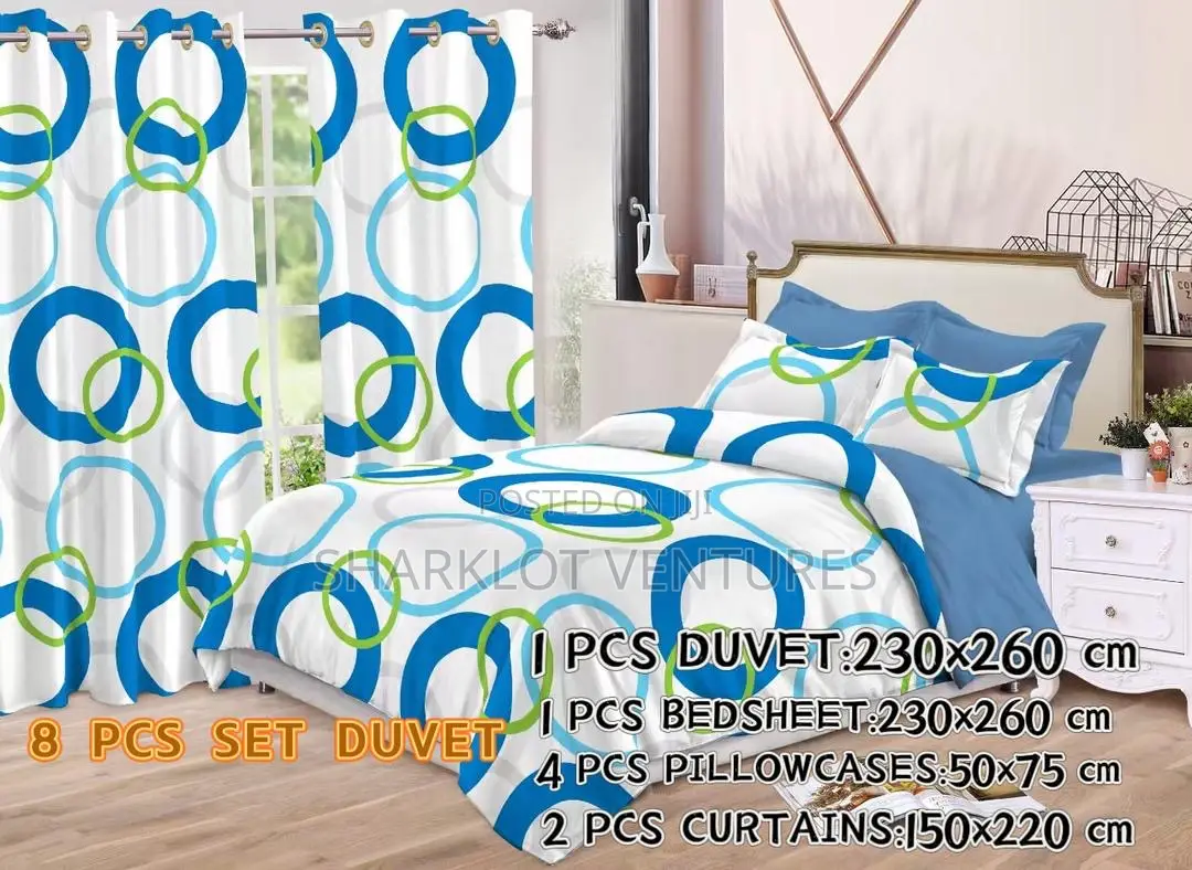 8 PCS Set Divet (Bedsheet, Curtains P Case)