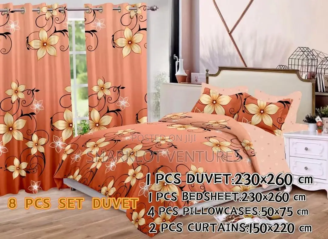 8 PCS Set Divet (Bedsheet, Curtains P Case)