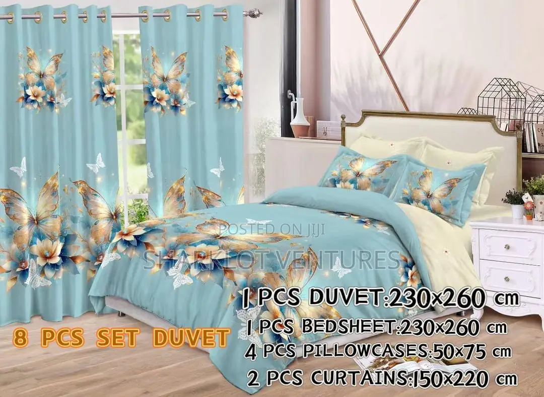 8 PCS Set Divet (Bedsheet, Curtains P Case)
