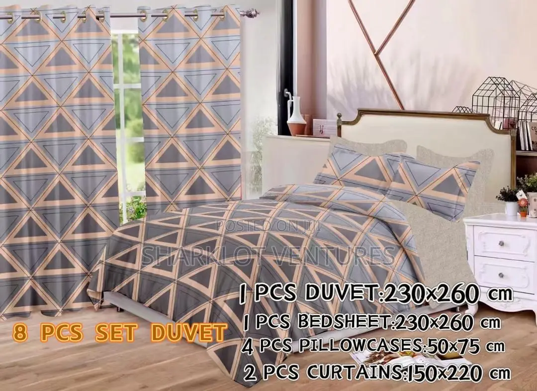 8 PCS Set Divet (Bedsheet, Curtains P Case)