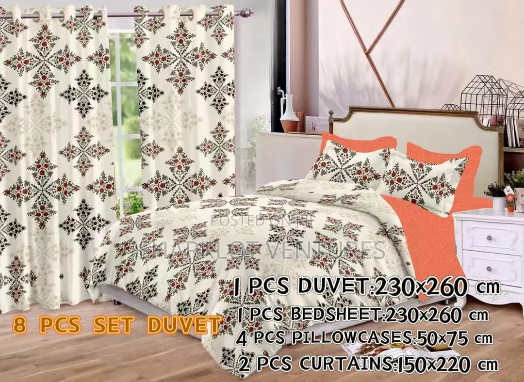 8 PCS Set Divet (Bedsheet, Curtains P Case)