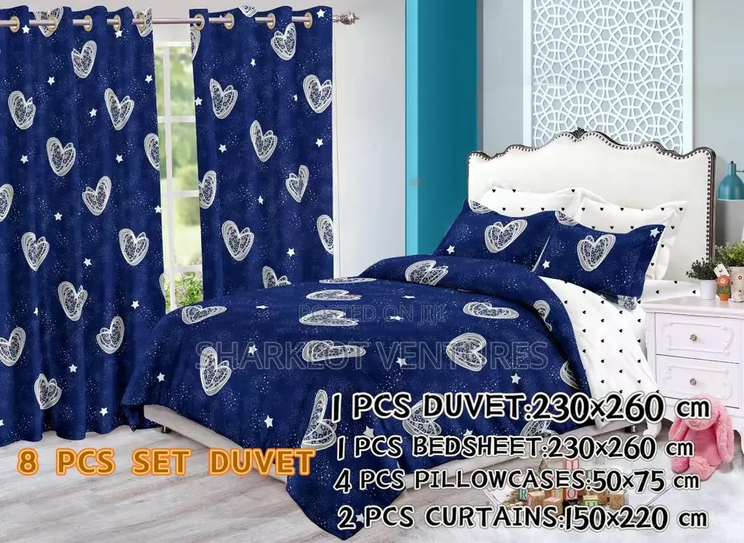 8 PCS Set Divet (Bedsheet, Curtains P Case)