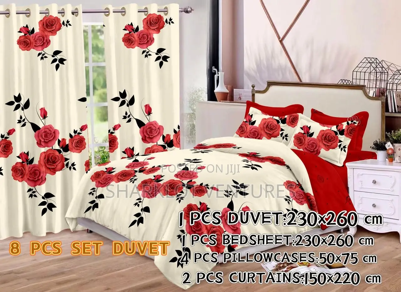 8 PCS Set Divet (Bedsheet, Curtains P Case)