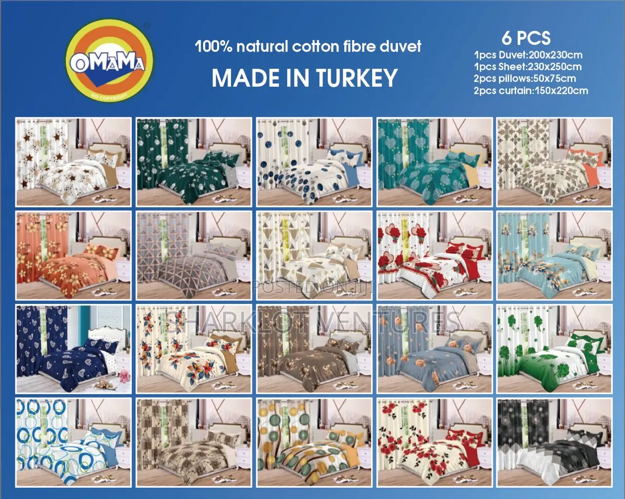 8 PCS Set Divet (Bedsheet, Curtains P Case)