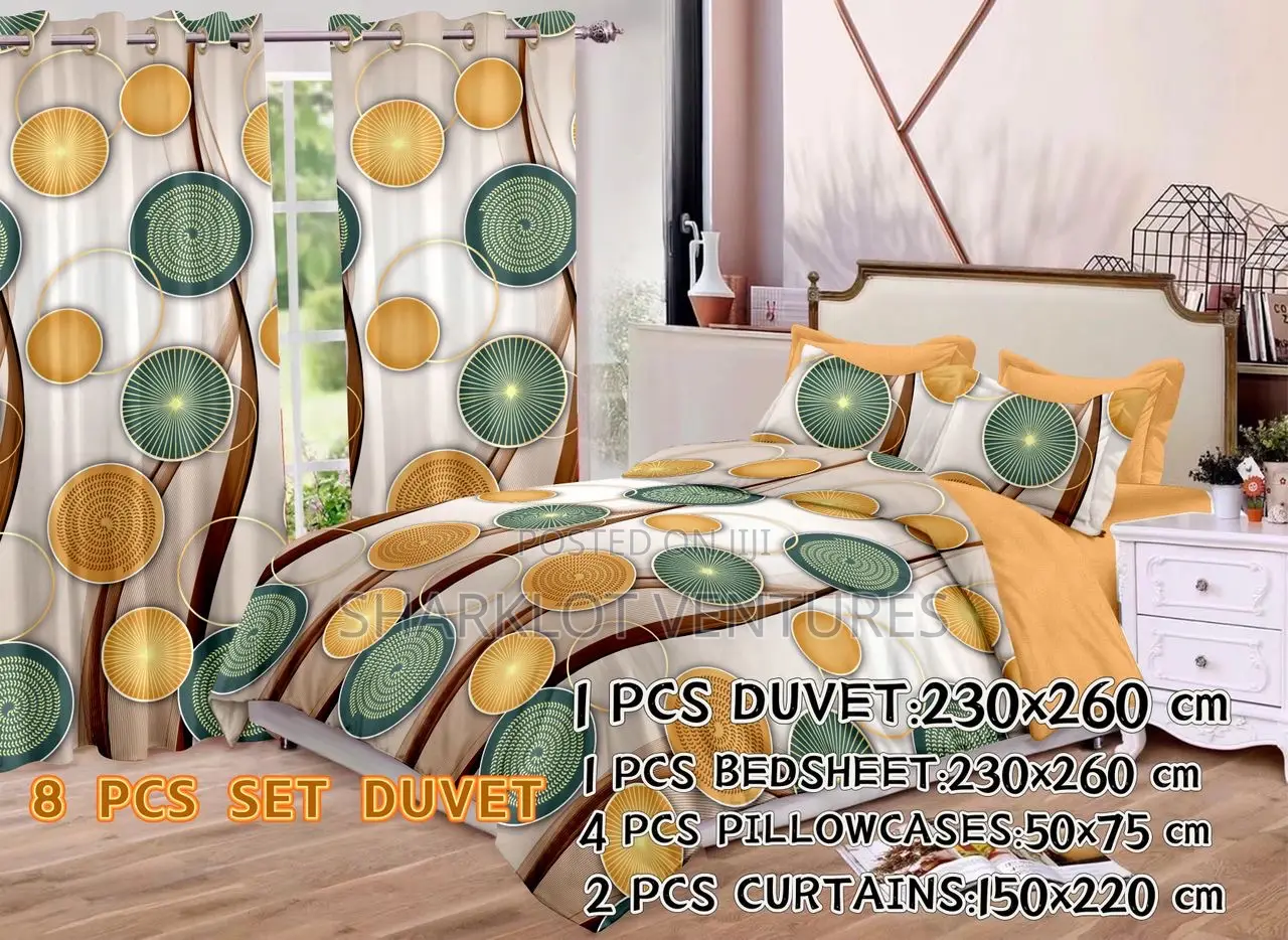 8 PCS Set Divet (Bedsheet, Curtains P Case)
