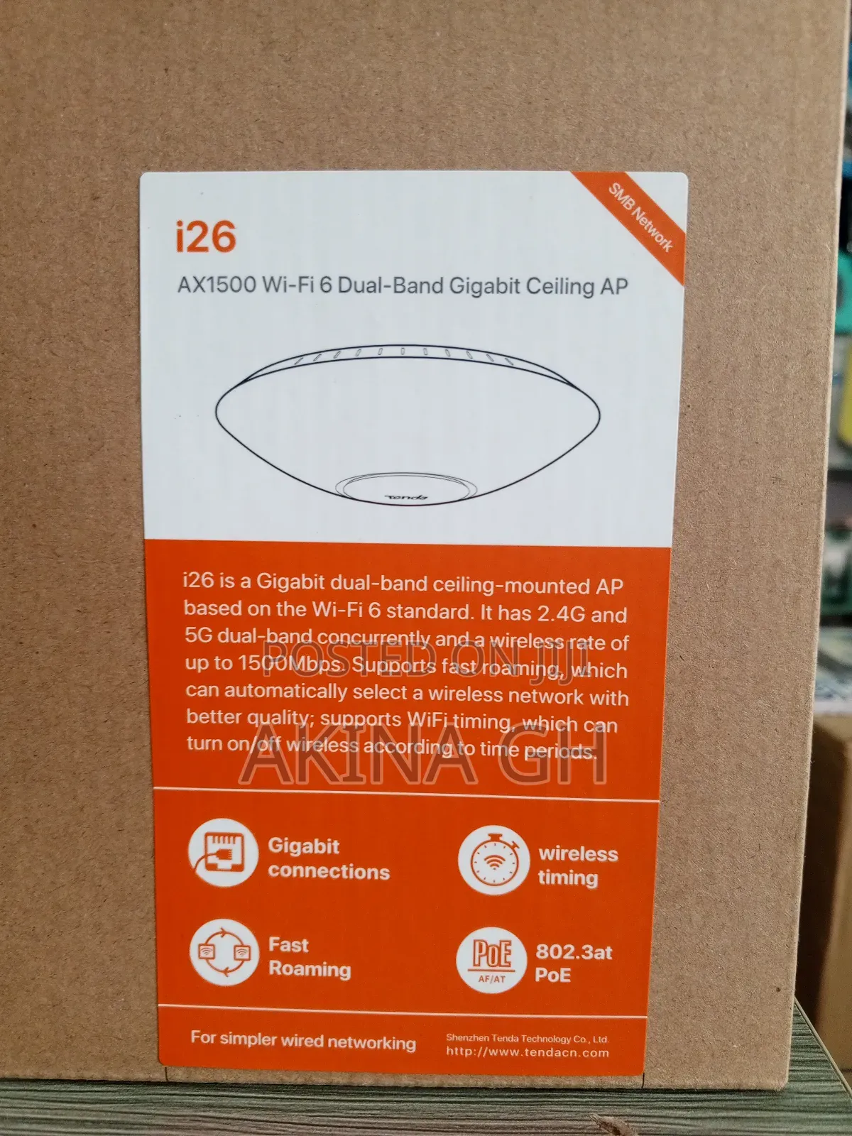 Tenda I26 Ax1500 Wi-Fi 6 Dual-Band Gigabit Ceiling Ap