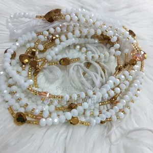 White and Gold Waist Beads