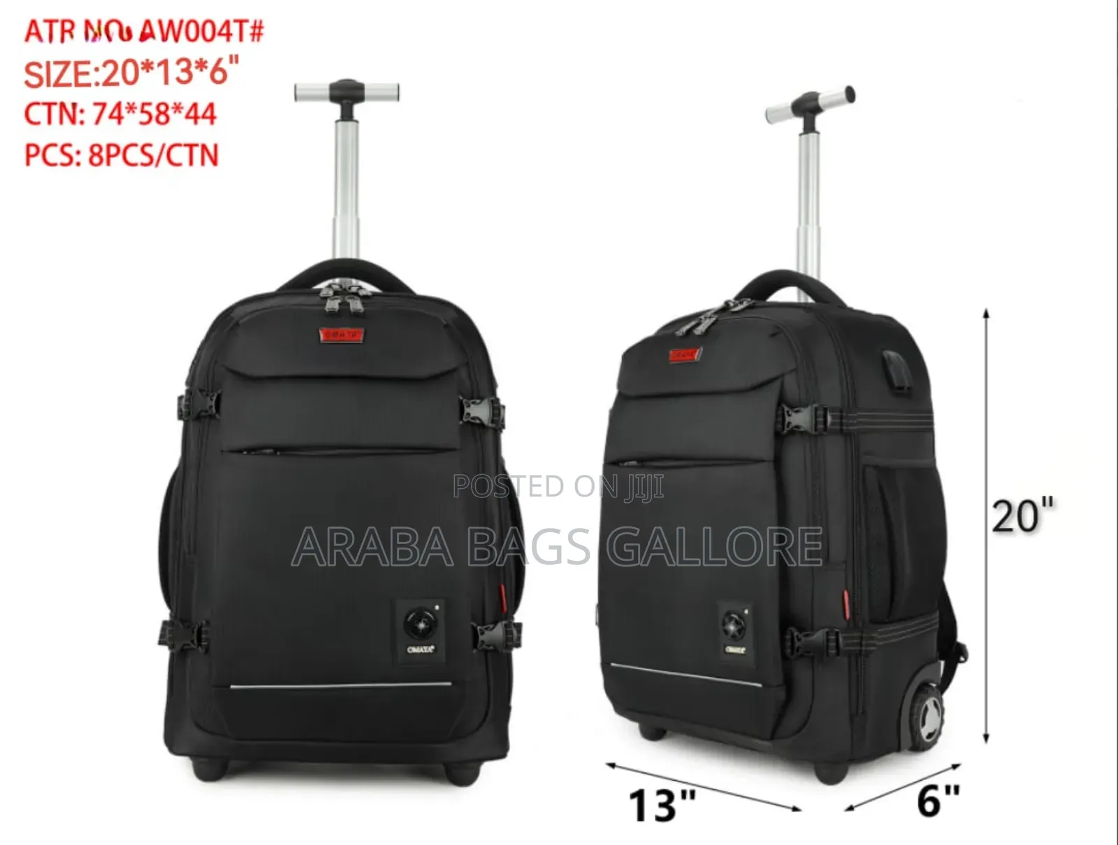 Omaya Multi-Purpose Trolley Bag With USB Port