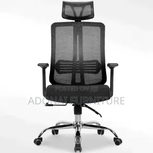 Office Swivel Chair With Headrest (Black)