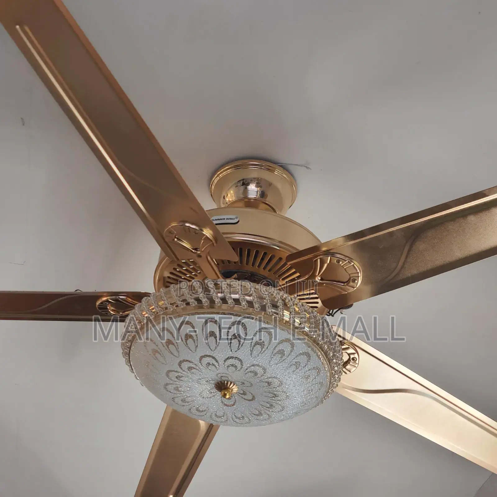 Metal Anti Dust Golden Fan With Light