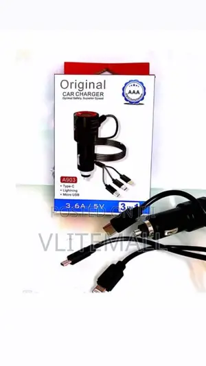 Original Car Charger With a (3 in 1) Cable - A903