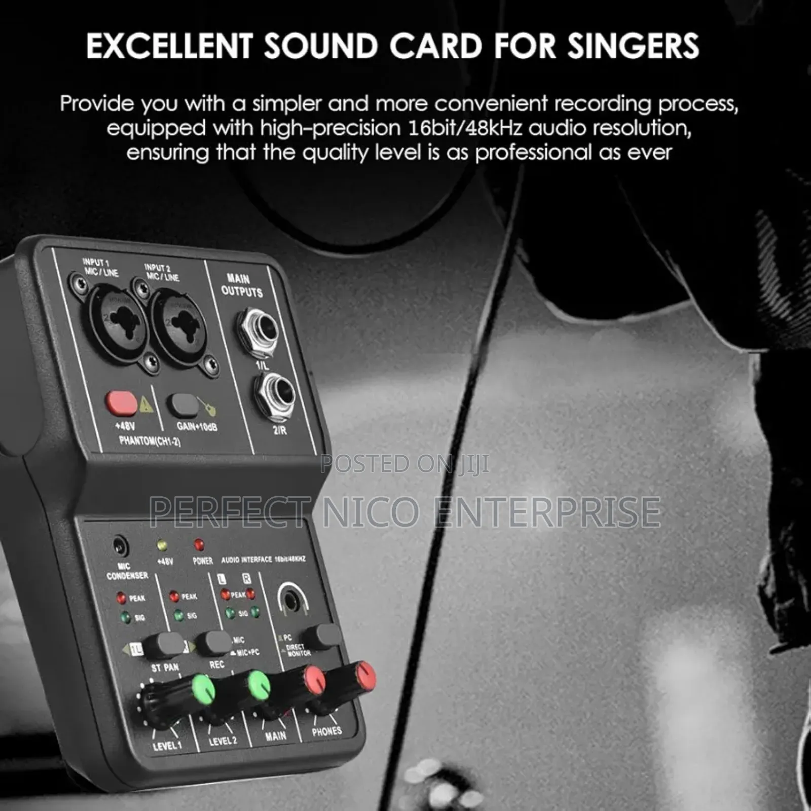 Audio Interface Professional Recording Sound Card 16bit/48kh