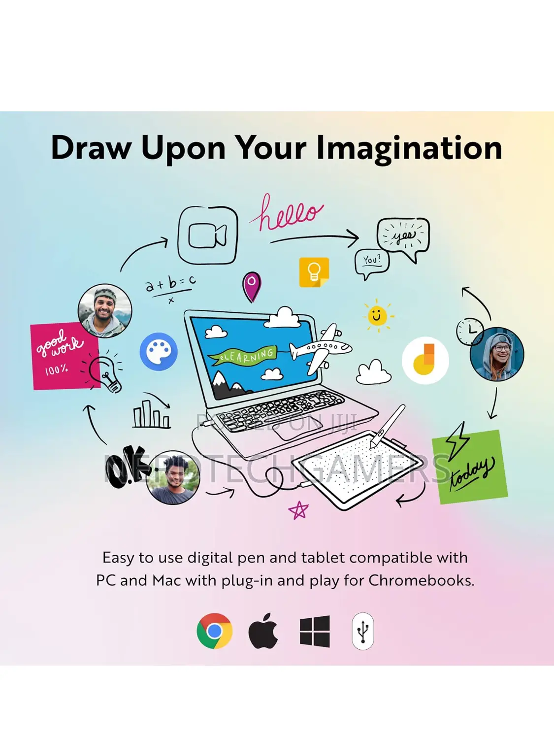 By Wacom Drawing Tablet, Medium 10.9" X 7.4