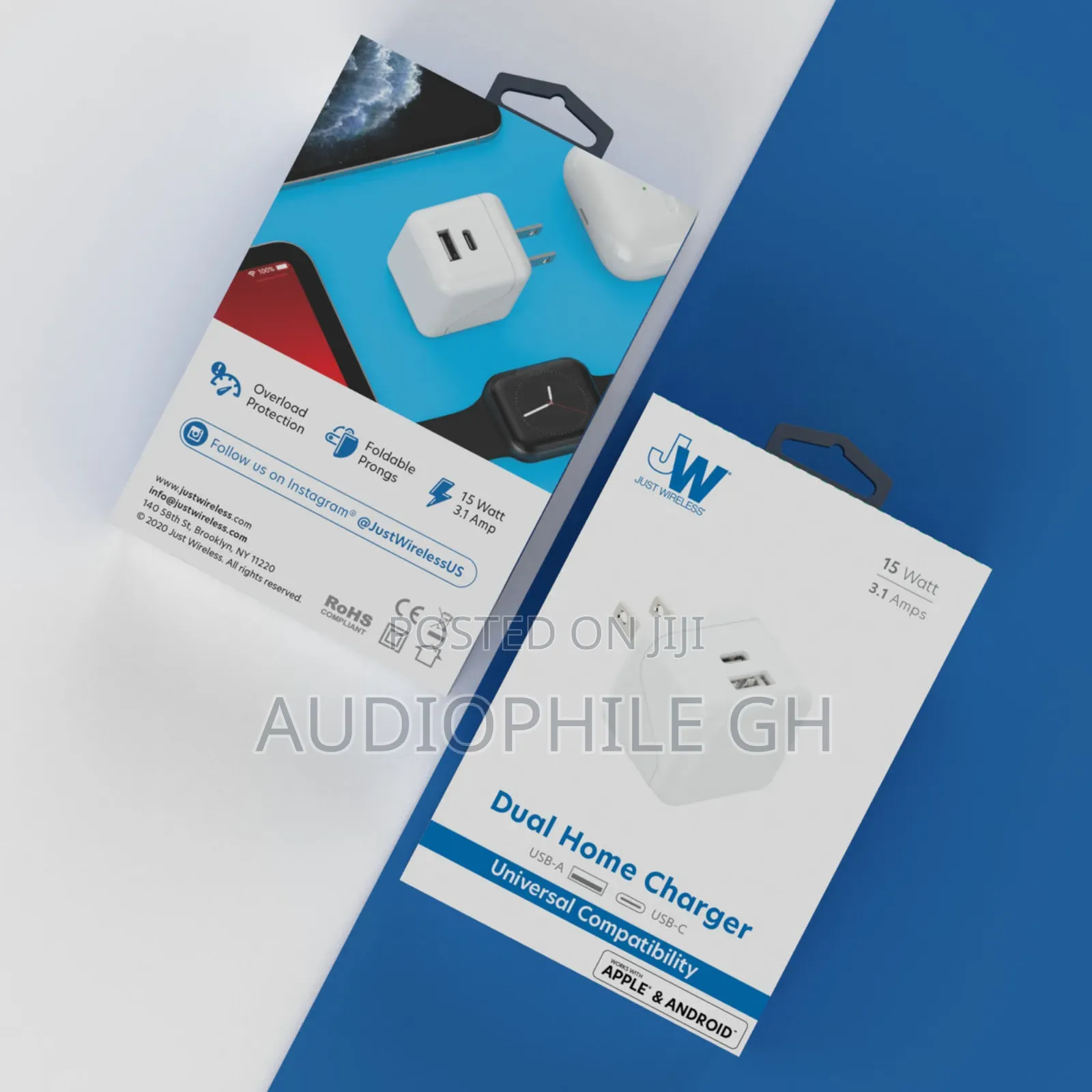 Just Wireless Dual Port Usb-a and Usb-C Wall Charger