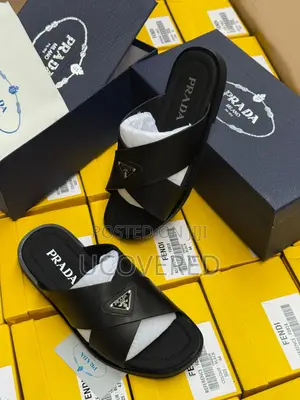 Prada Cross Slide Sandal With Soft Cushion