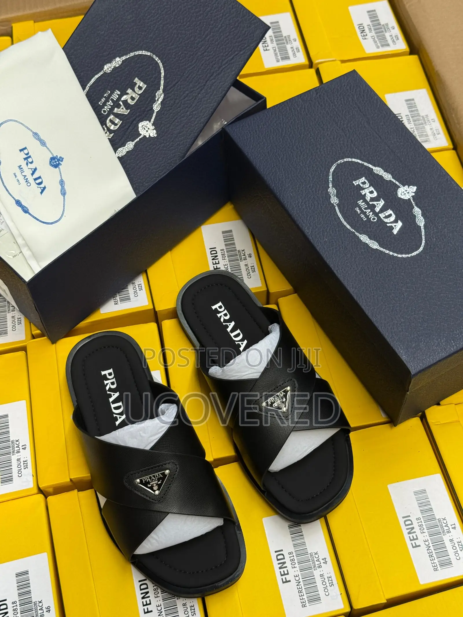 Prada Cross Slide Sandal With Soft Cushion