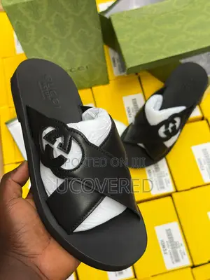 Gucci Slide Sandal Crossed Leather Slippers
