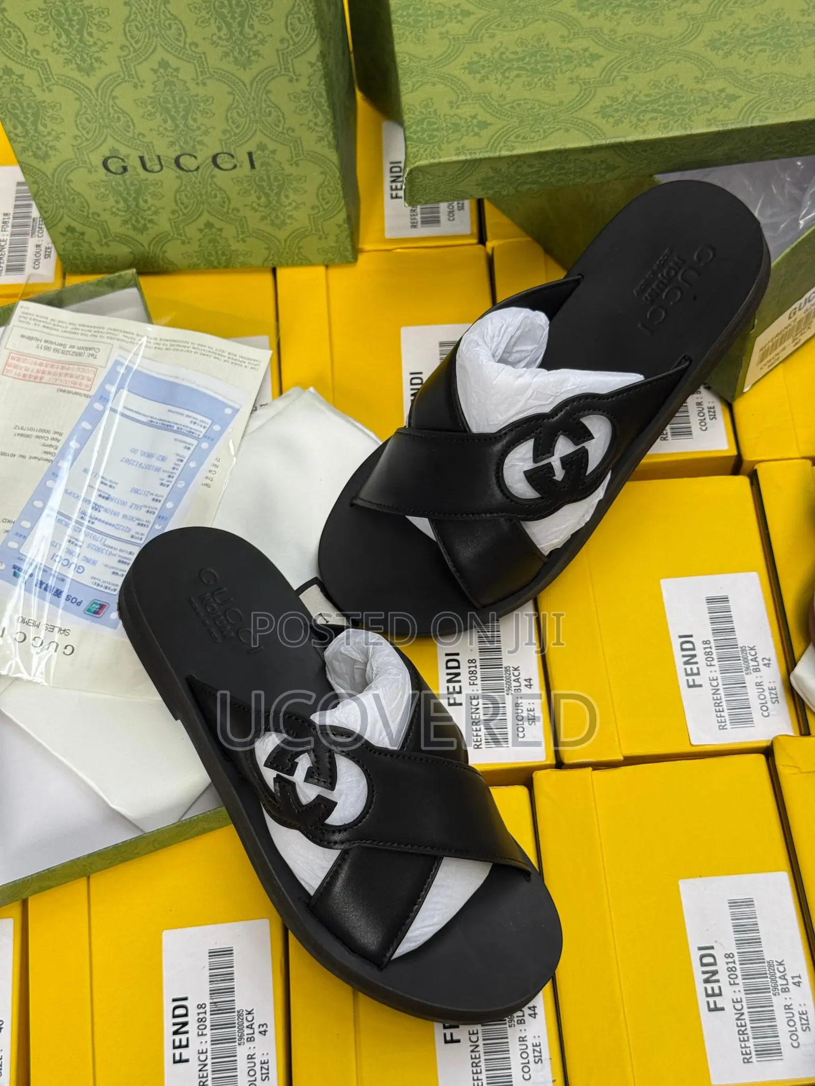 Gucci Slide Sandal Crossed Leather Slippers