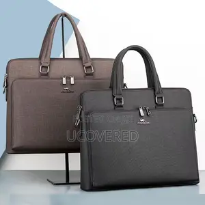 Leather Laptop Briefcase for Men, Waterproof Travel Bag