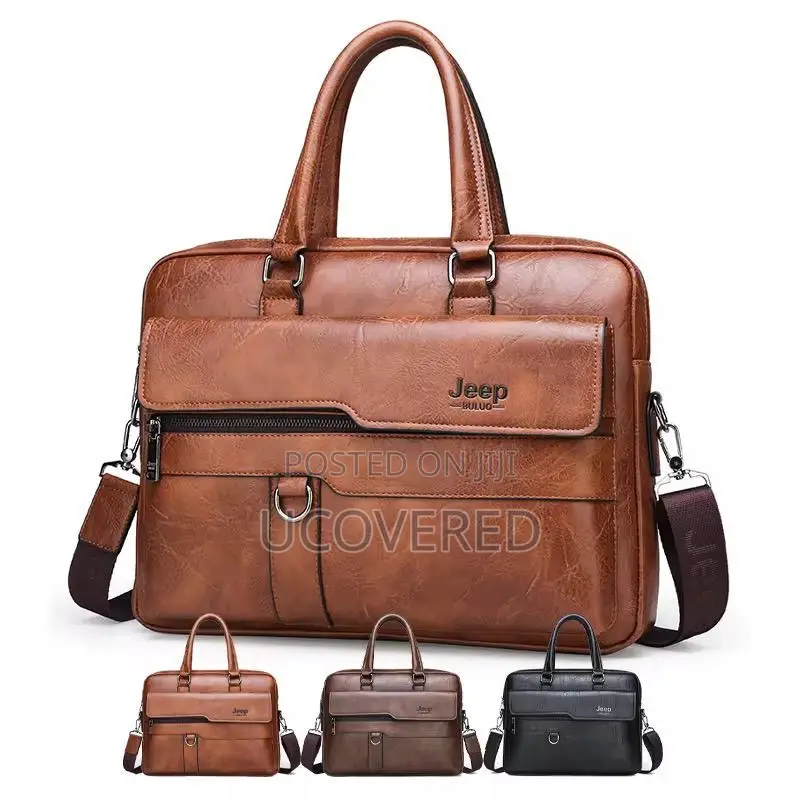 Leather Laptop Briefcase for Men, Waterproof Travel Bag