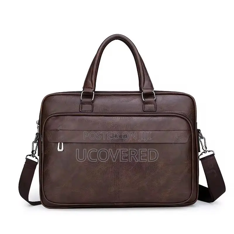Leather Laptop Briefcase for Men, Waterproof Travel Bag