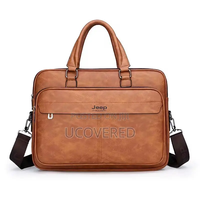 Leather Laptop Briefcase for Men, Waterproof Travel Bag