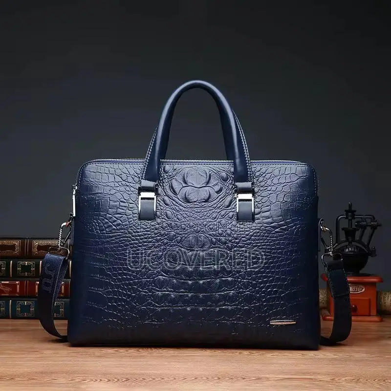 Leather Laptop Briefcase for Men, Waterproof Travel Bag