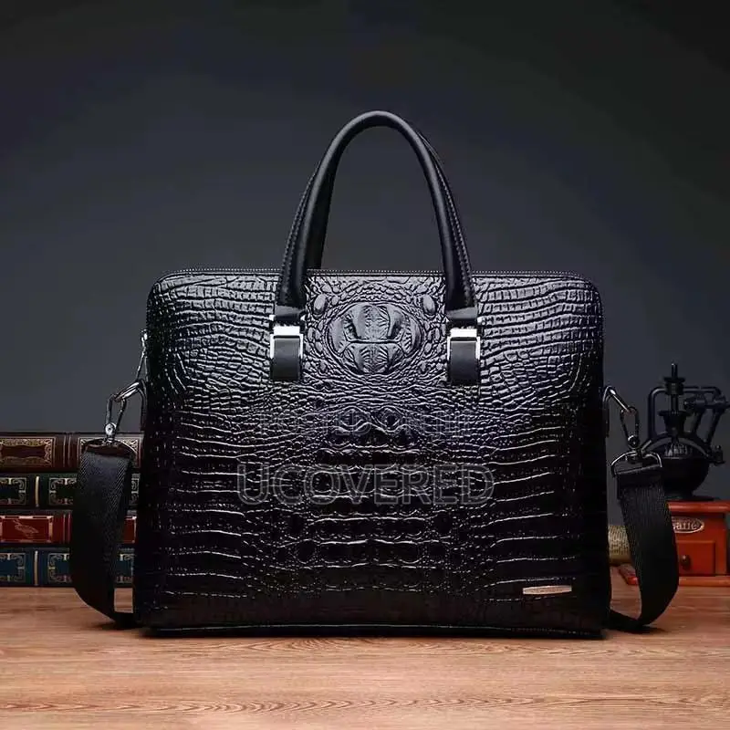 Leather Laptop Briefcase for Men, Waterproof Travel Bag