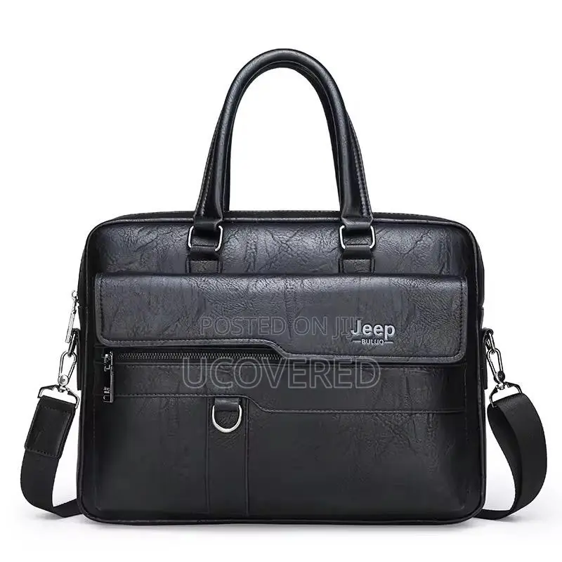Leather Laptop Briefcase for Men, Waterproof Travel Bag