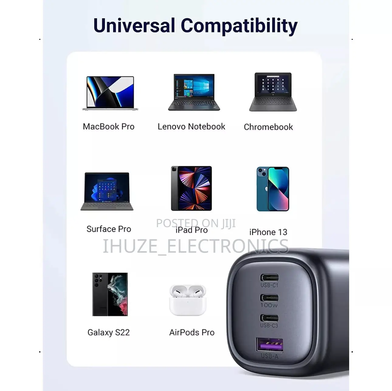 Ugreen 100w Gan Fast Charger (4 Port Usb-C/Usb) Uk Adapter