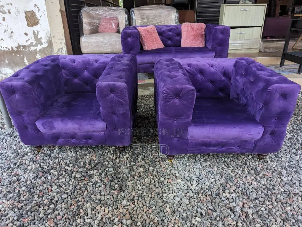 Purple Chesterfield Sofa Set