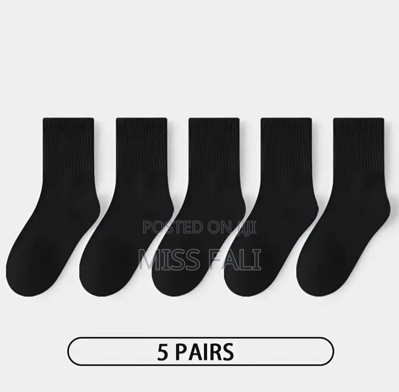 5pcs Cotton Socks. Black Available . 6-8y, 9-12y